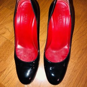 Black Patent Gucci Wedges size 9